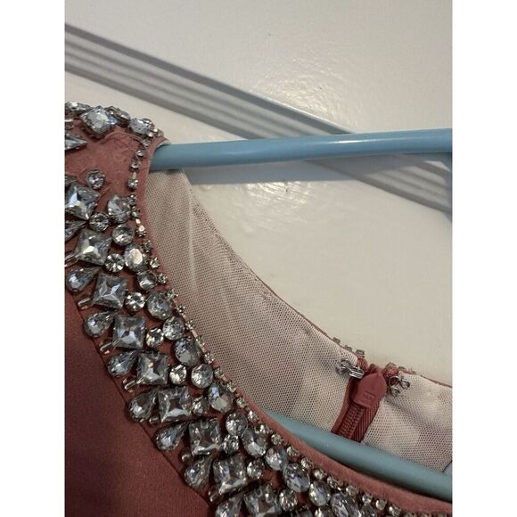 Ieena Mac Duggal Gown Dress Size 10 Pink Embellished Rhinestone Trumpet 49093 - Picture 9 of 10
